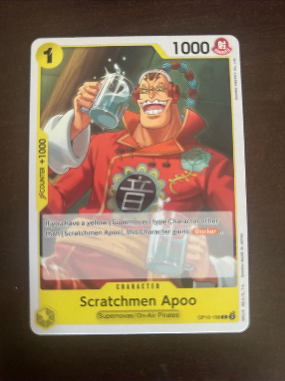 Onepiece Scratchmen Apoo Trading Card - Red, Yellow, Blue